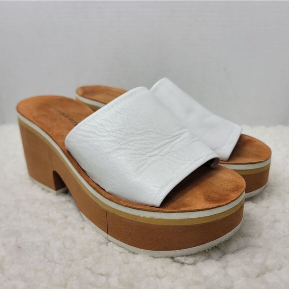 Clergerie Paris Clem Women's Platform Sandals Size 7.5 White Leather OpenToe - Picture 1 of 10